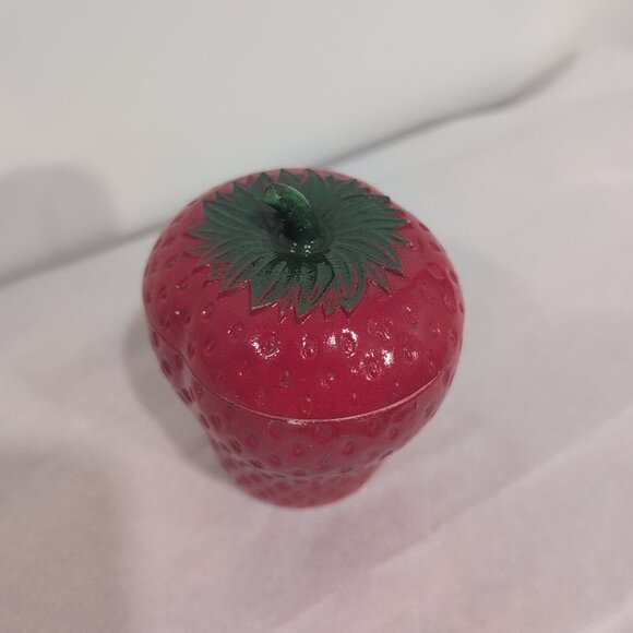 Vintage Hazel Atlas Milk Glass Red/Green Strawberry Jam/Jelly Jar & Lid 4" - Picture 3 of 5